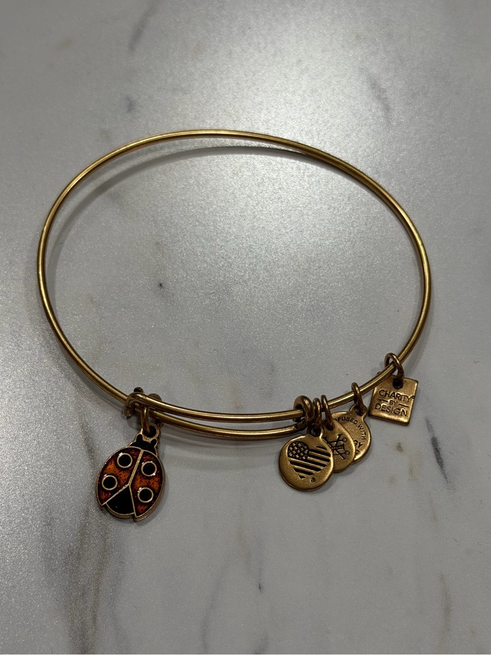 Alex & Ani Bangle Bracelet Jewelry - Gold - Ladybug Lady Bug Insect